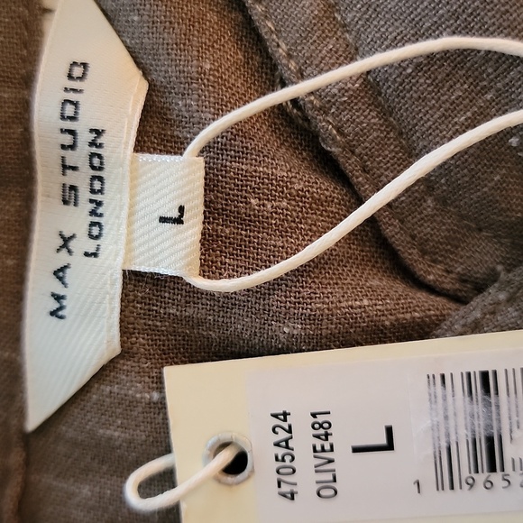 Max Studio olive green zip up shirt jacket women's top linen blend - Picture 6 of 10